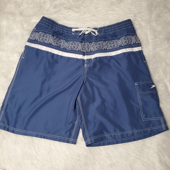 Speedo Other - Speedo Blue Men's Swim Trunks with White Stitching